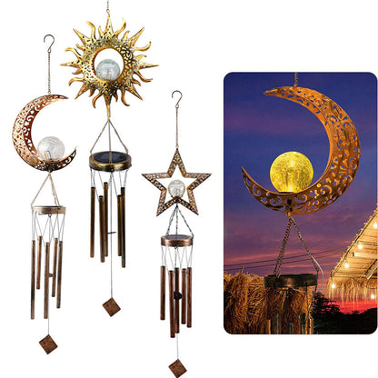 Solar New Wrought Iron Hollow Moon Wind Chime - Just $44.46! Shop now at Treasured Gift's & More
