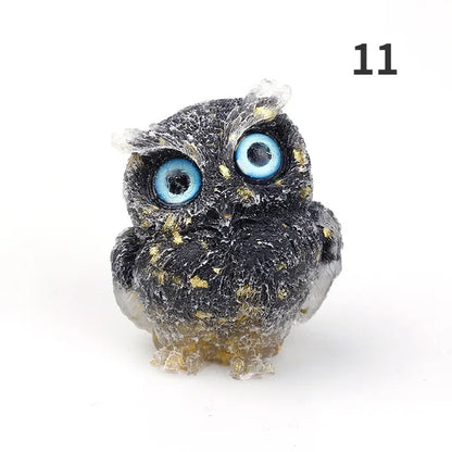 1PCS Natural Crystal Stone Gravel Owl