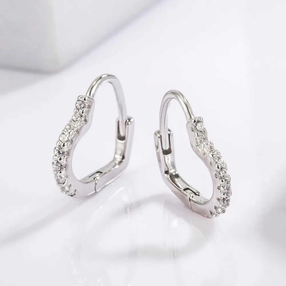 925 Serling Silver Zircon Heart Shape Earrings - Treasured Gift's & More