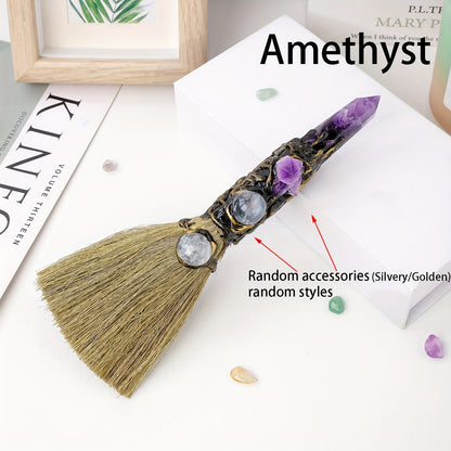 1PC Natural Crystal Point Wand Small Broom Tools