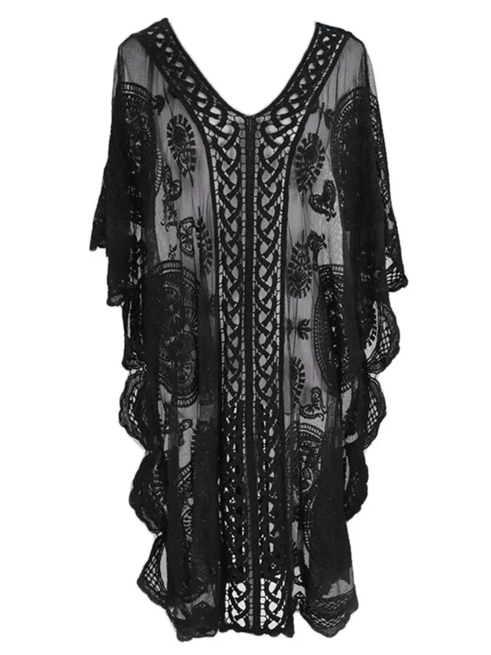 Lace V-Neck Half Sleeve Cover-Up - Treasured Gift's & More