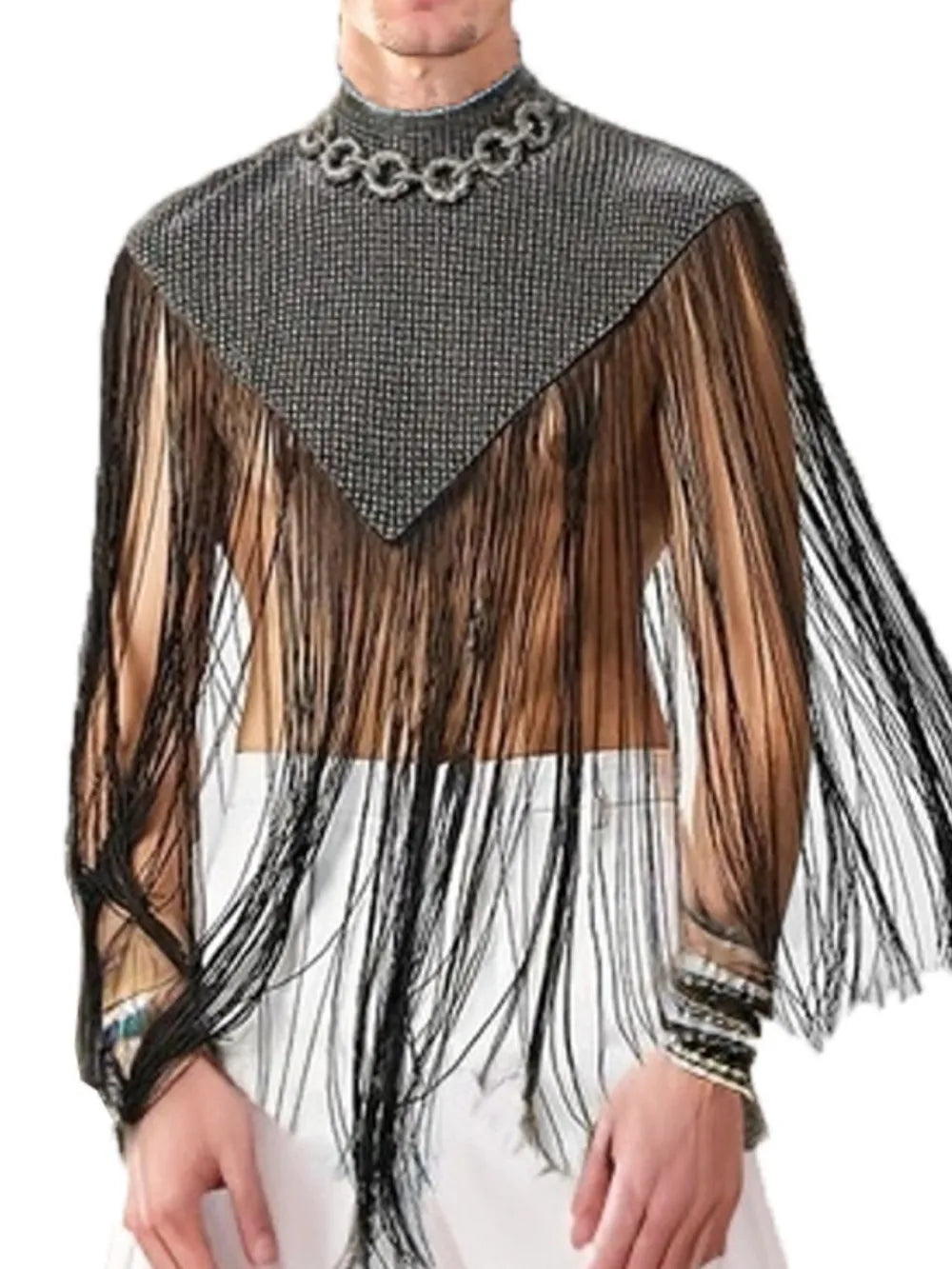 Men's Full Size Tassel Hem Mock Neck Cap Plus Size - Treasured Gift's & More