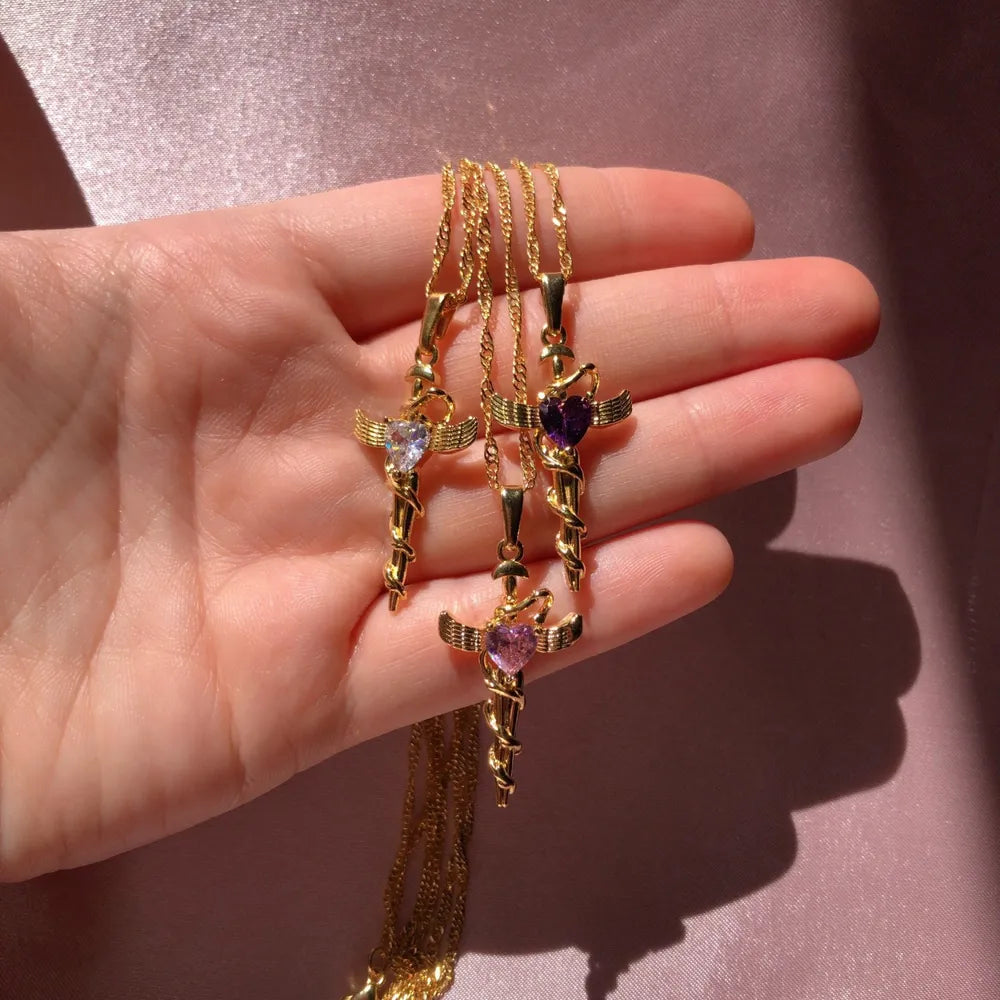 Copper Zircon Cross Pendant Necklace - Treasured Gift's & More