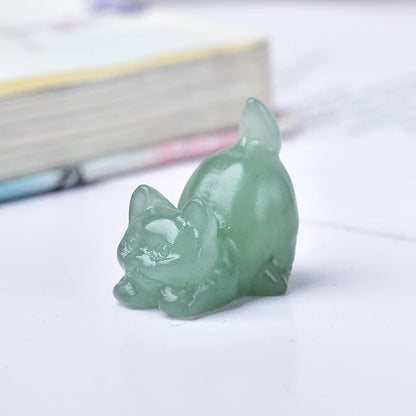 1pc Cute Cat Carving Natural Stone