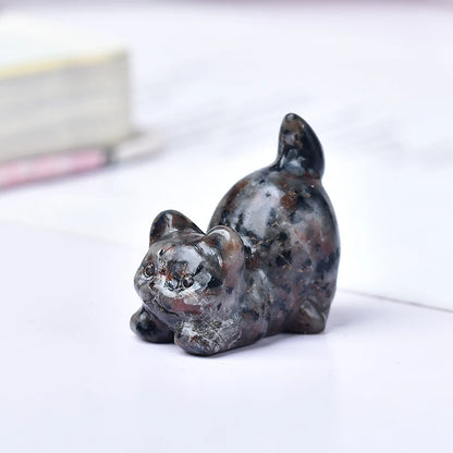 1pc Cute Cat Carving Natural Stone