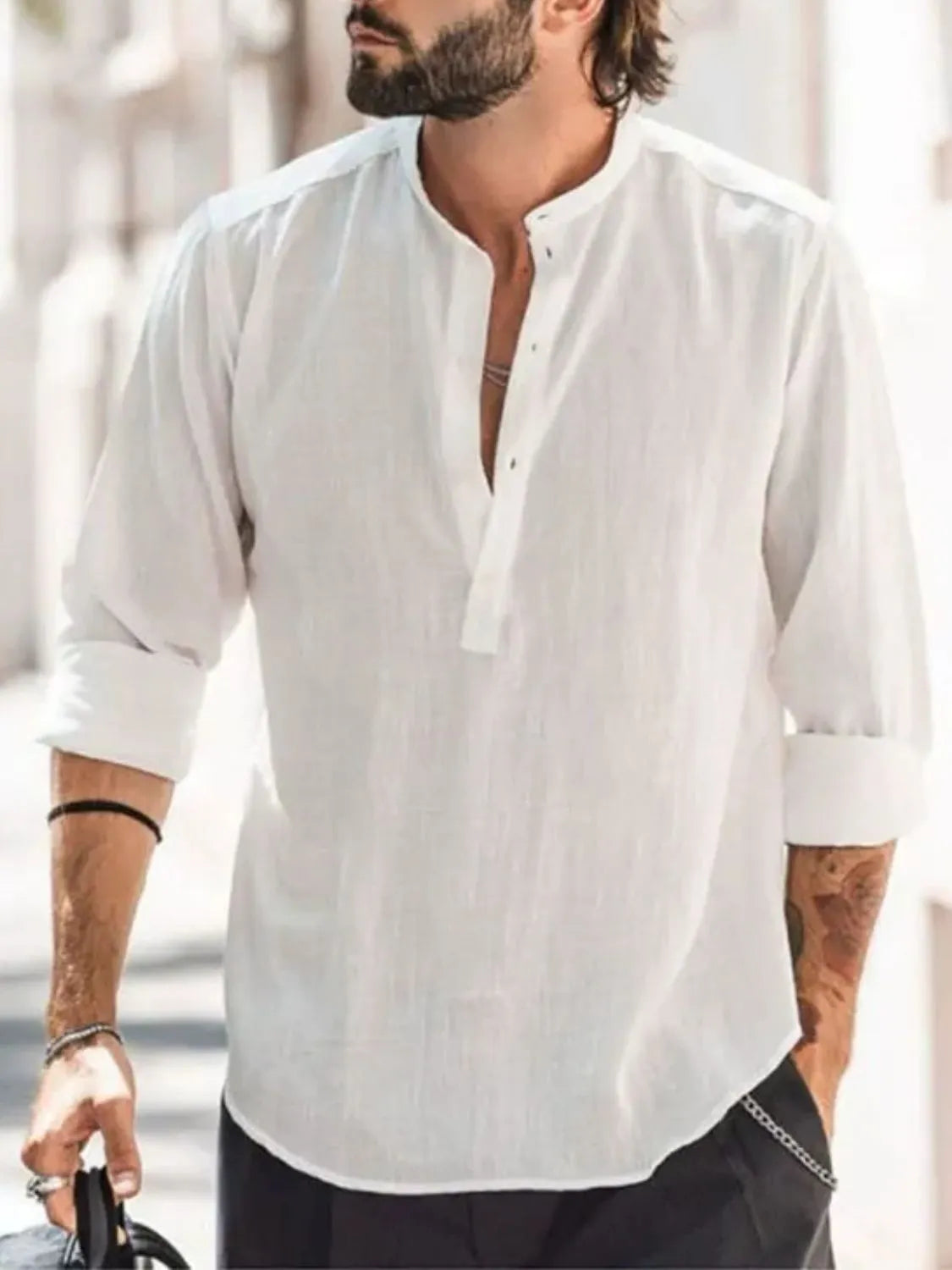 Men's Full Size Button Detail Long Sleeve Shirt Plus Size - Treasured Gift's & More