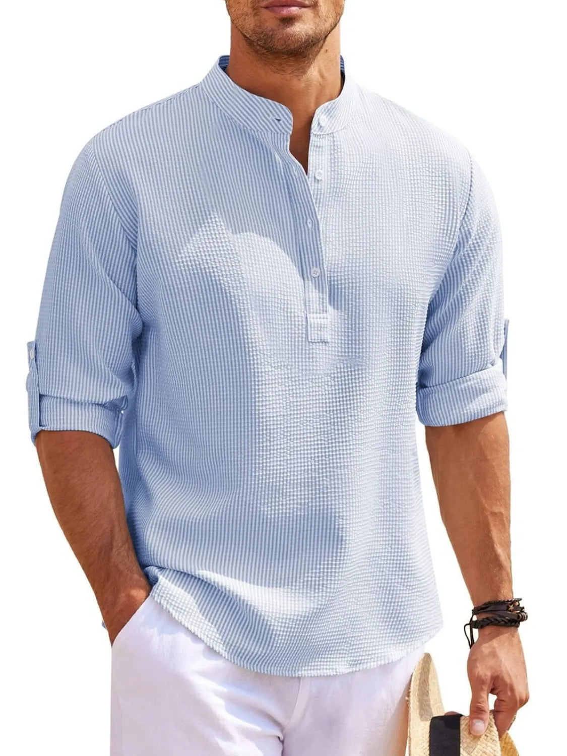 Men's Full Size Button Detail Long Sleeve Top Plus Size - Treasured Gift's & More