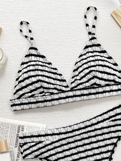 Striped V-Neck Two-Piece Swim Set - Treasured Gift's & More