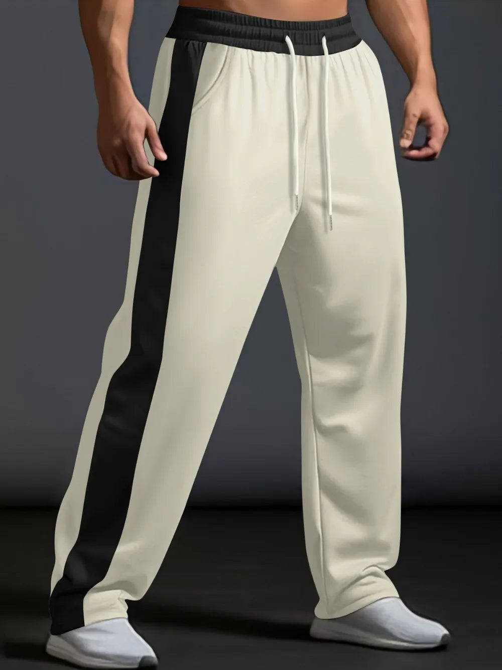 Men's Full Size Drawstring Contrast Wide Leg Pants Plus Size - Treasured Gift's & More