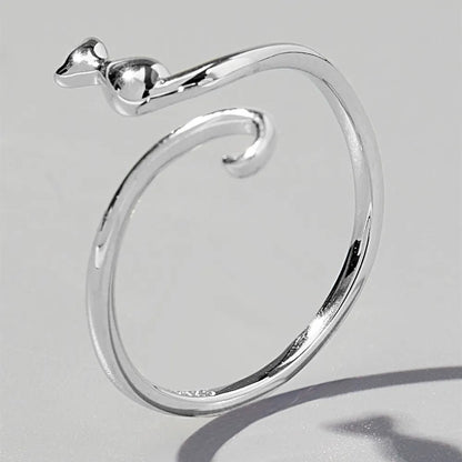Cat Shape 925 Sterling Silver Ring - Treasured Gift's & More