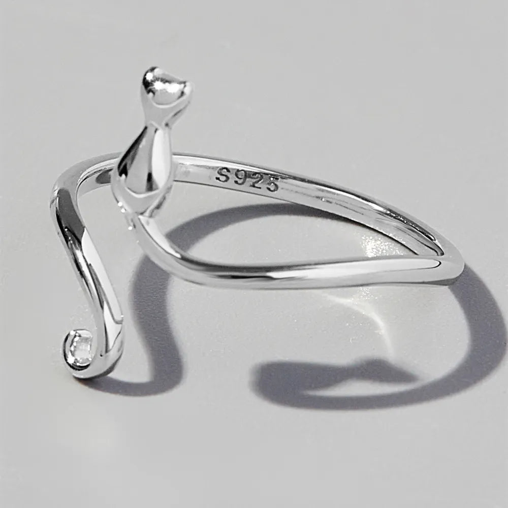 Cat Shape 925 Sterling Silver Ring - Treasured Gift's & More