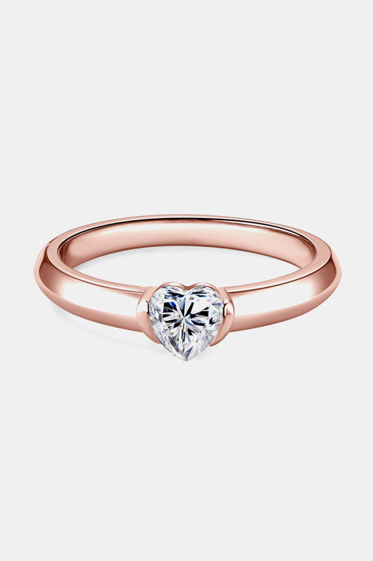 Moissanite 925 Sterling Silver Heart Solitaire Ring - Treasured Gift's & More