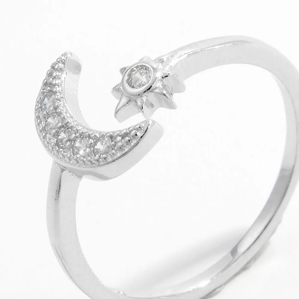 925 Sterling Silver Moon Open Ring - Treasured Gift's & More