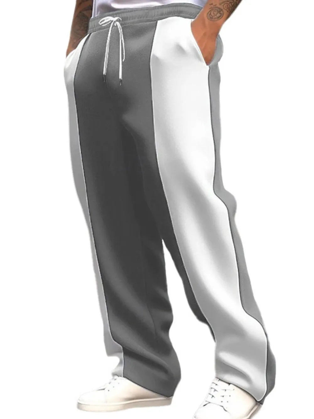 Men's Full Size Drawstring Contrast Pants Plus Size - Treasured Gift's & More