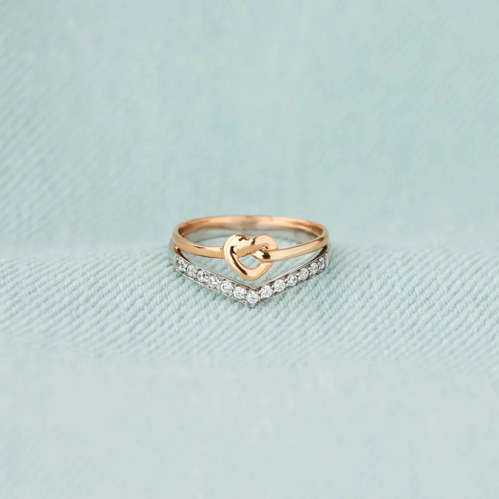 Knotted Heart Shape Inlaid Zircon Ring - Treasured Gift's & More