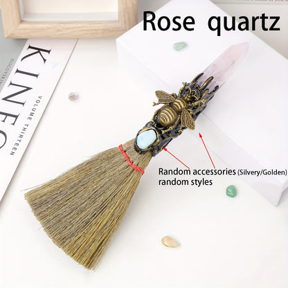 1PC Natural Crystal Point Wand Small Broom Tools