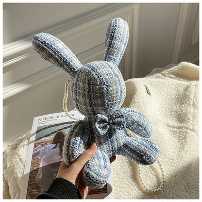 Cute Rabbit Doll Pearl Chain Messenger Bag