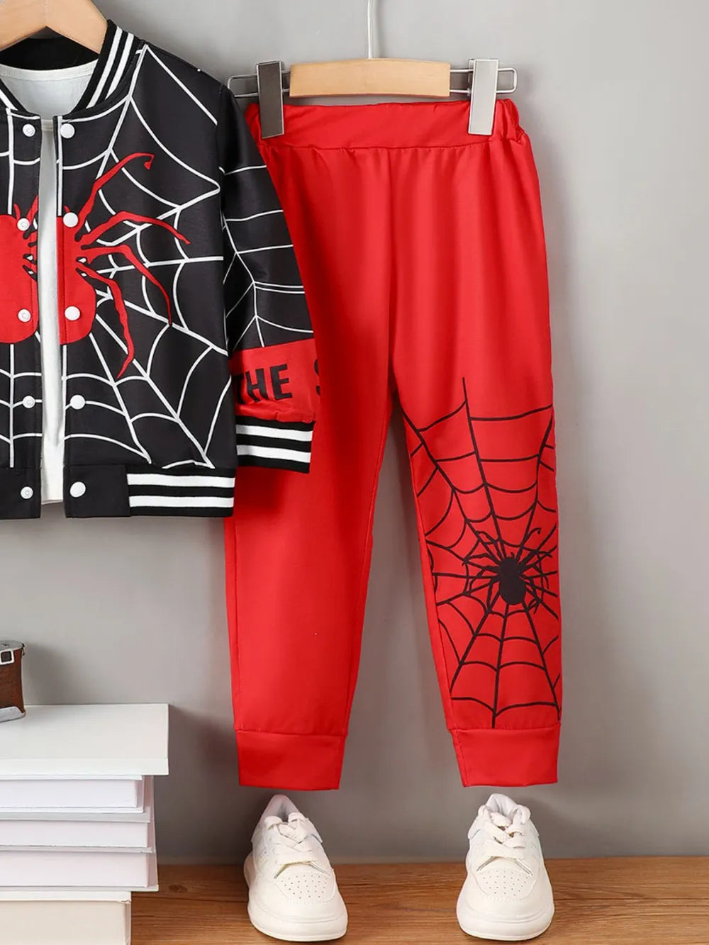 Spider Baseball Collar Top and Pants Set - Treasured Gift's & More
