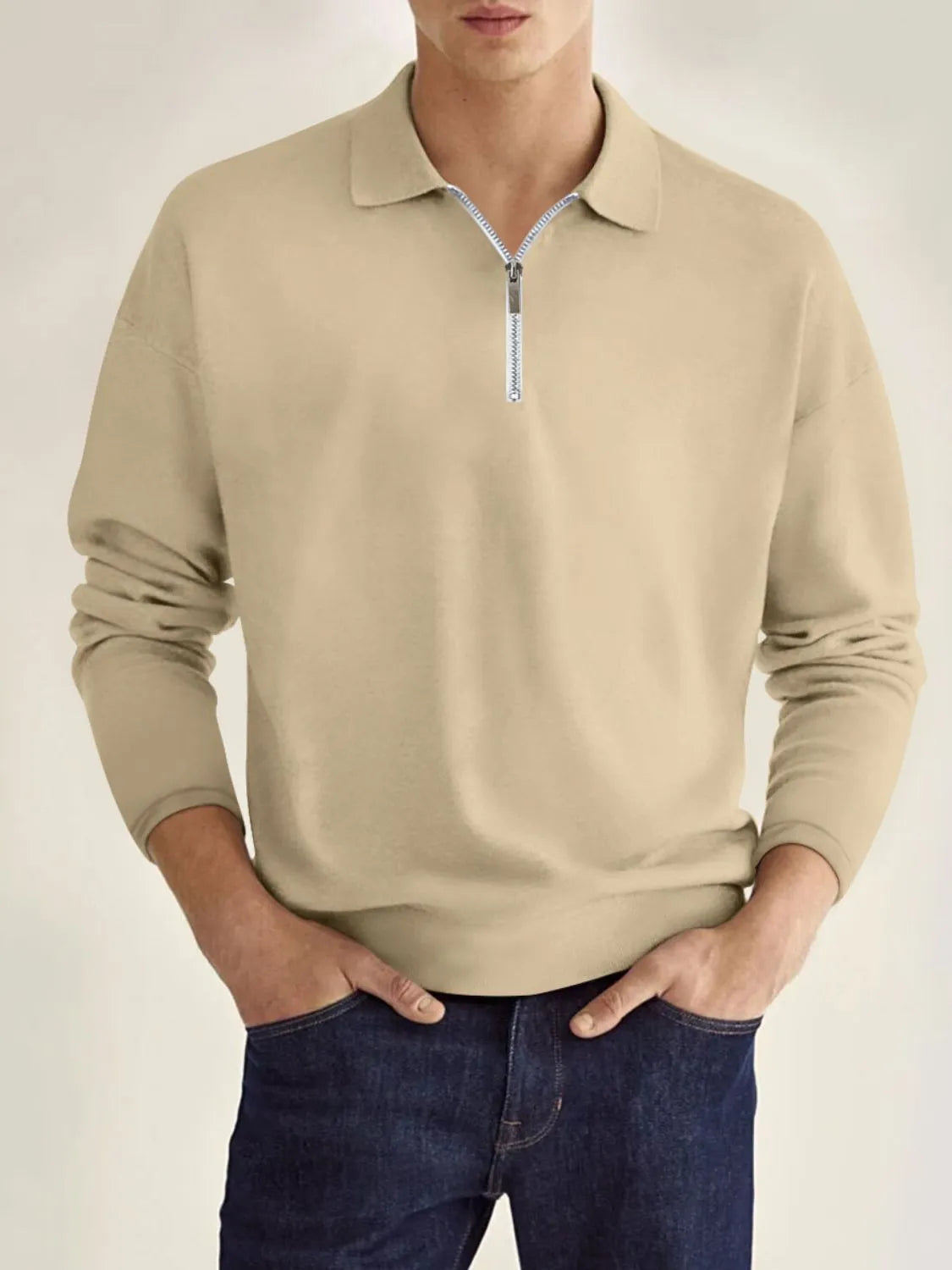 Men's Full Size Collared Neck Long Sleeve Polo Plus Size - Treasured Gift's & More