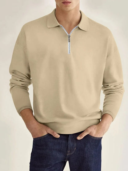 Men's Full Size Collared Neck Long Sleeve Polo Plus Size - Treasured Gift's & More
