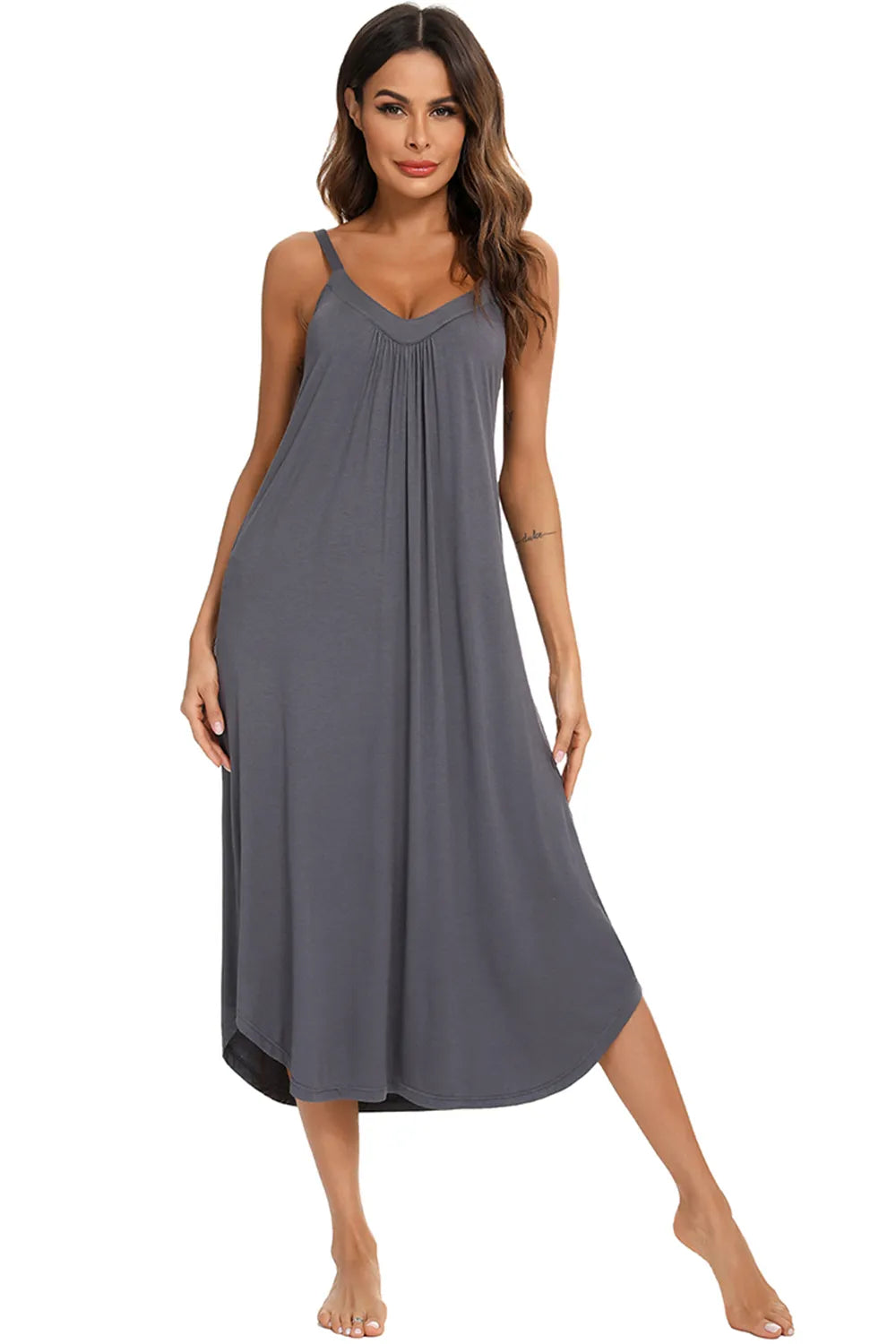 V-Neck Midi Lounge Dress - Treasured Gift's & More