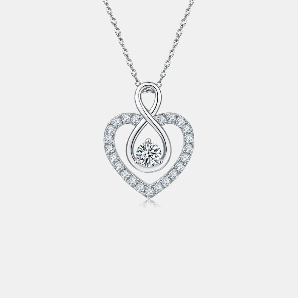 1 Carat Moissanite 925 Sterling Silver Heart Shape Necklace - Treasured Gift's & More