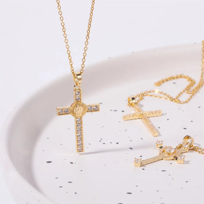 Stainless Steel Inlaid Zircon Cross Necklace - Treasured Gift's & More