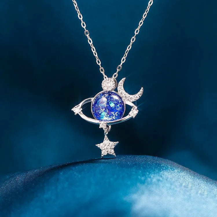 Starry Sky Inlaid Zircon Moon Star Necklace - Treasured Gift's & More