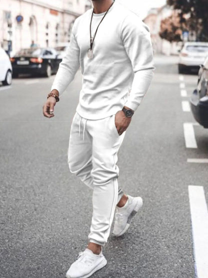 Men's Full Size Round Neck Long Sleeve Top and Pants Set Plus Size - Treasured Gift's & More