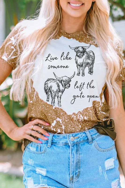 Graphic Round Neck Short Sleeve T-Shirt - Treasured Gift's & More