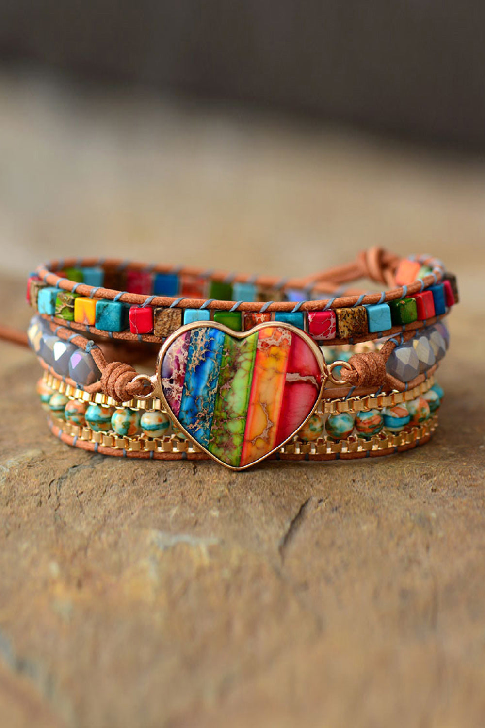 Imperial Jasper & Crystal Layered Bracelet - Treasured Gift's & More
