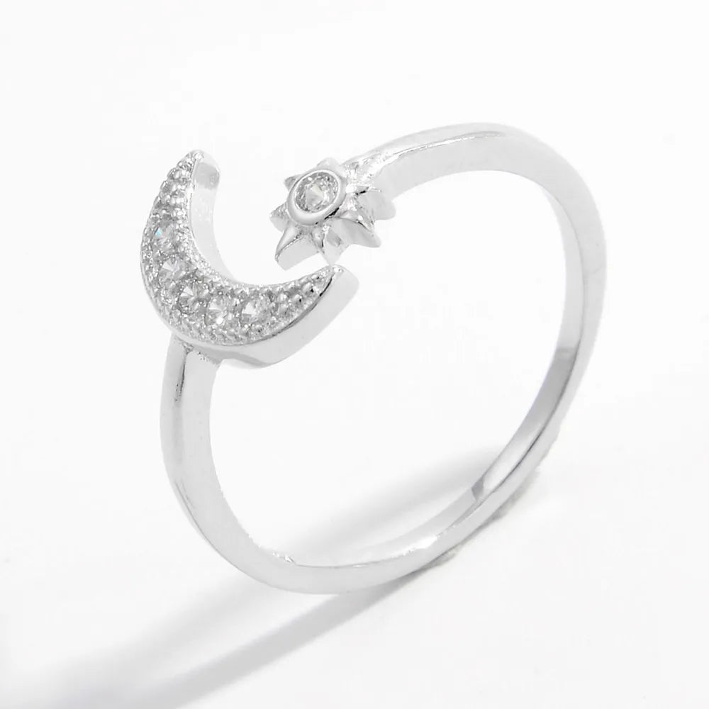 925 Sterling Silver Moon Open Ring - Treasured Gift's & More