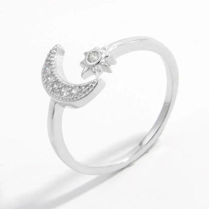 925 Sterling Silver Moon Open Ring - Treasured Gift's & More