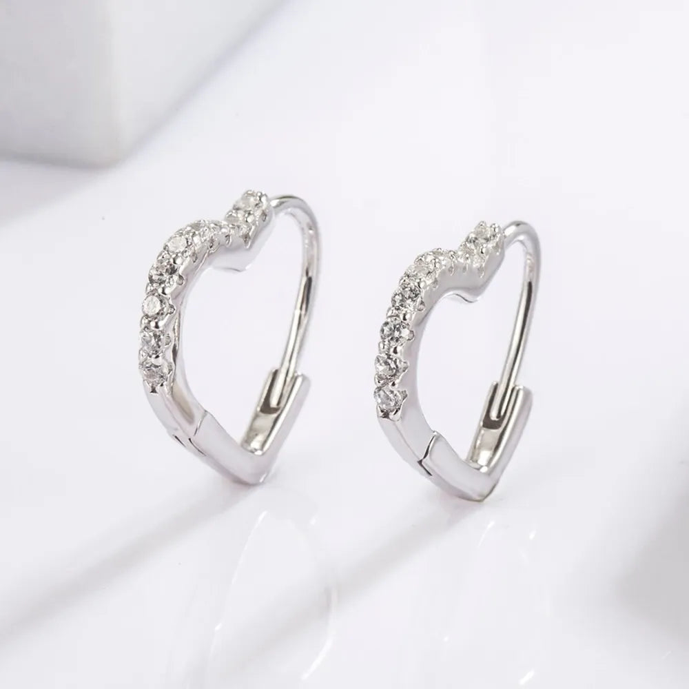 925 Serling Silver Zircon Heart Shape Earrings - Treasured Gift's & More