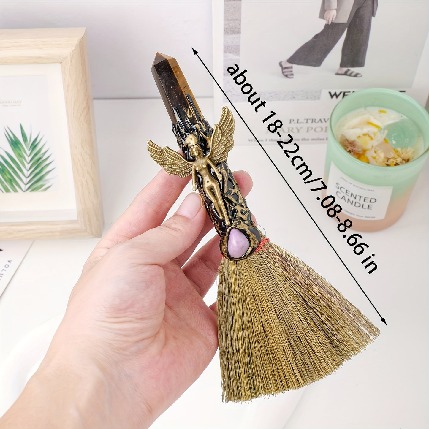 1PC Natural Crystal Point Wand Small Broom Tools