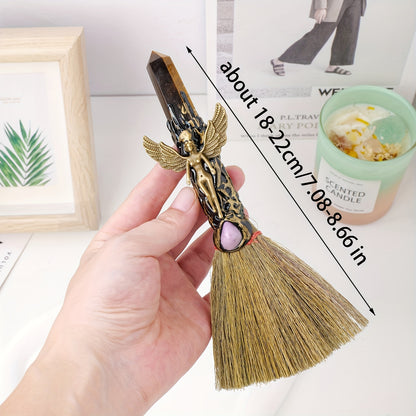 1PC Natural Crystal Point Wand Small Broom Tools