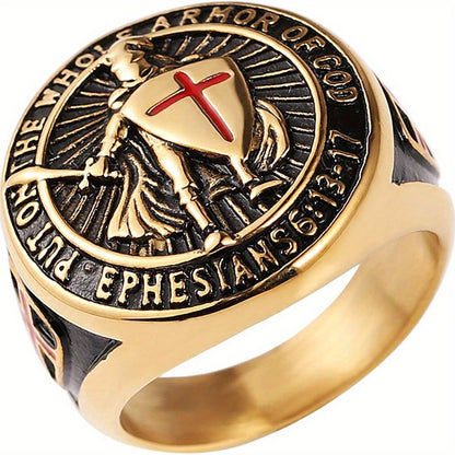 Stainless Steel Vintage Knight Templar Ring