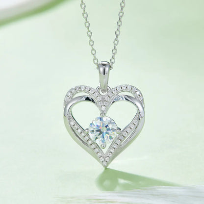1.2 Carat Moissanite 925 Sterling Silver Heart Necklace - Treasured Gift's & More
