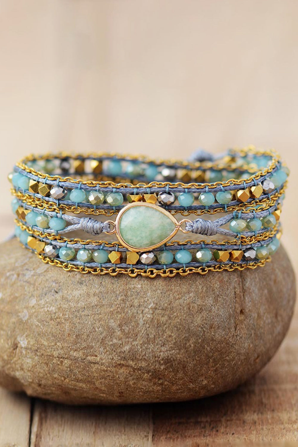 Handmade Teardrop Shape Triple Layer Beaded Bracelet - Treasured Gift's & More