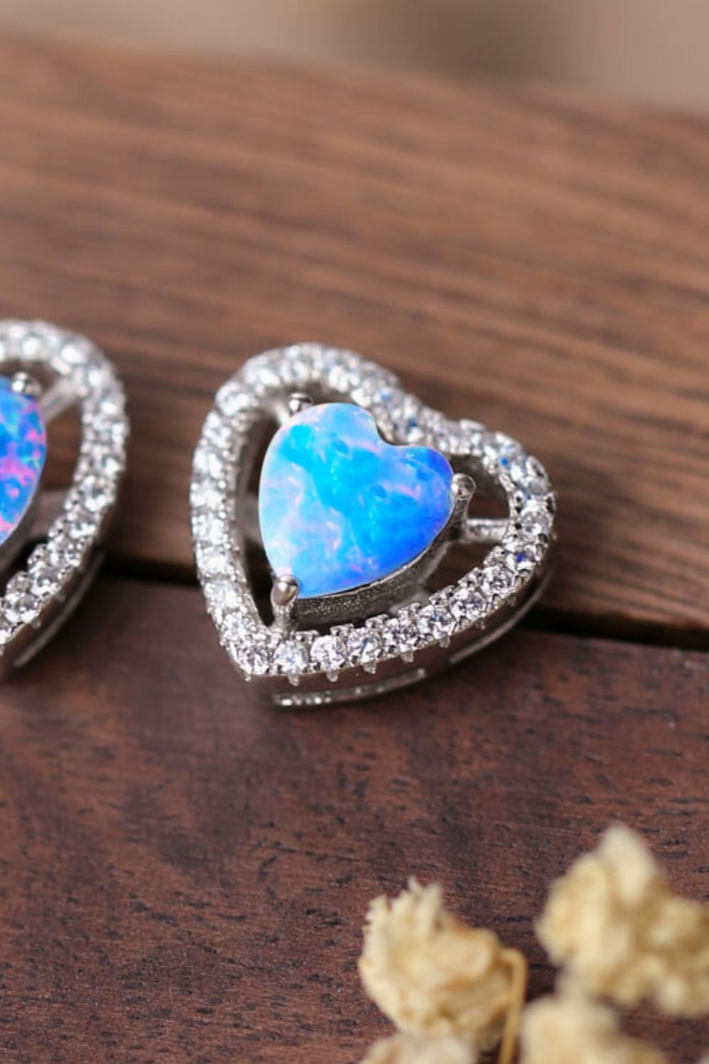 925 Sterling Silver Opal Heart Stud Earrings - Treasured Gift's & More