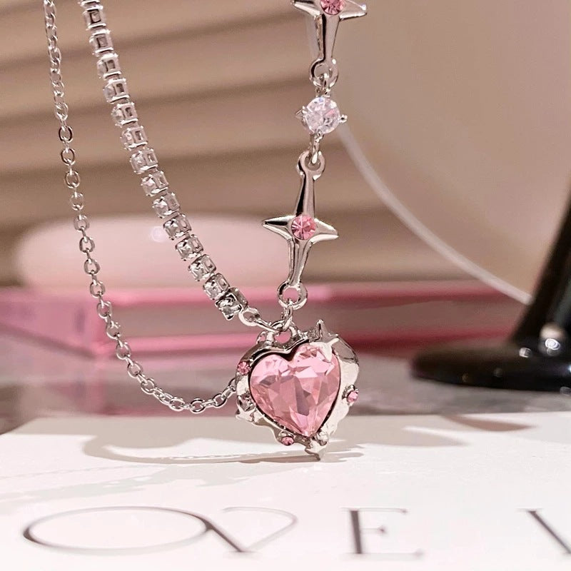 Sweet And Cool Pink Love Diamond Necklace - Just $10.32! Shop now at Treasured Gift's & More