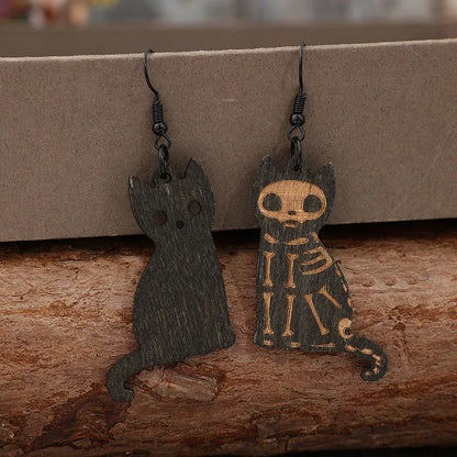 Alloy Hook Wooden Cat Earrings - Treasured Gift's & More