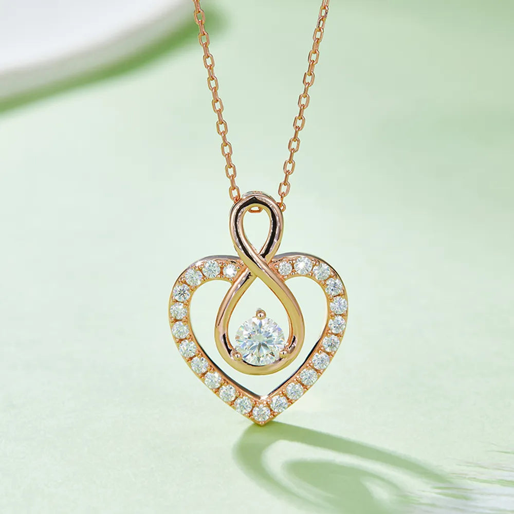 1 Carat Moissanite 925 Sterling Silver Heart Shape Necklace - Treasured Gift's & More