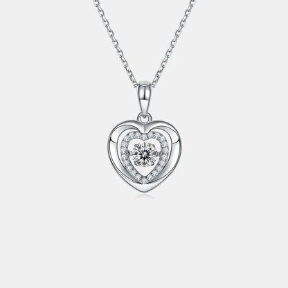 Moissanite 925 Sterling Silver Heart Necklace - Treasured Gift's & More