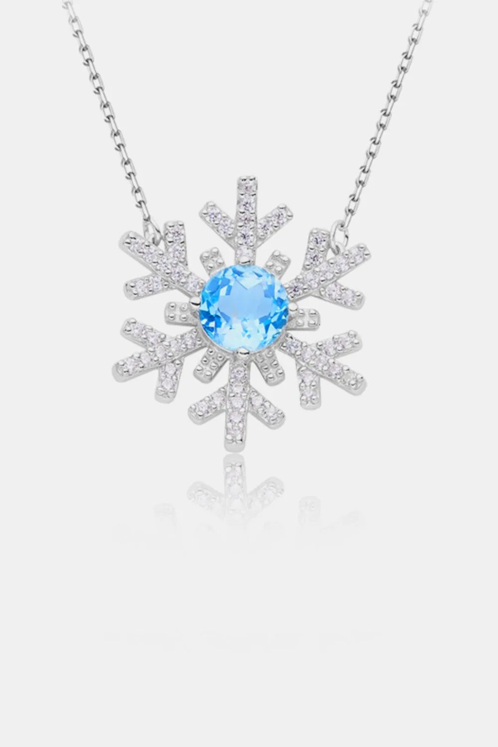 925 Sterling Silver Topaz Snowflake Shape Necklace - Treasured Gift's & More