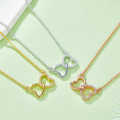 Moissanite 925 Sterling Silver Heart Bow Necklace - Treasured Gift's & More