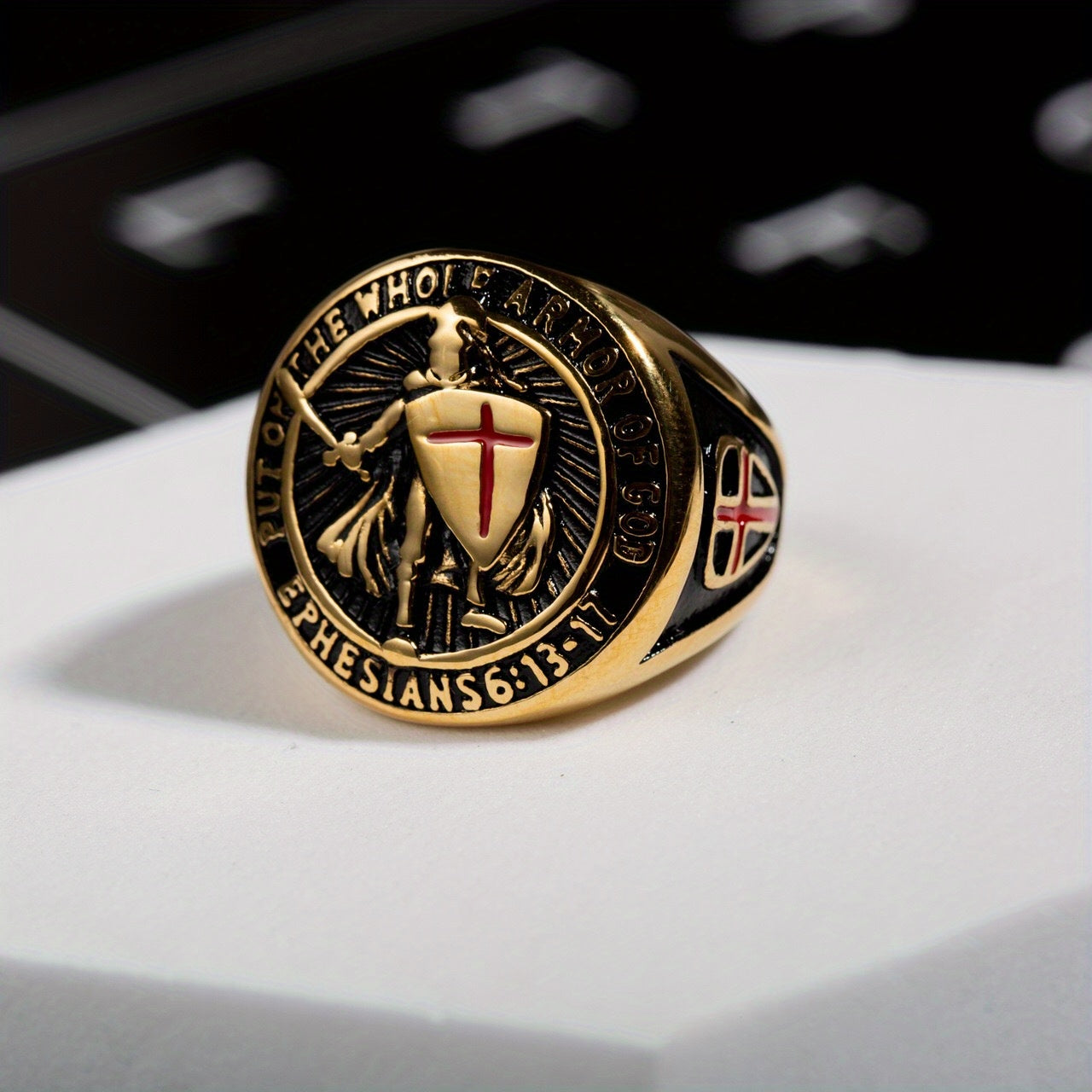 Stainless Steel Vintage Knight Templar Ring