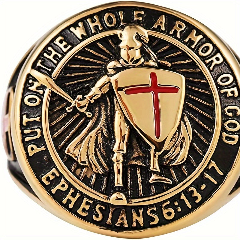 Stainless Steel Vintage Knight Templar Ring