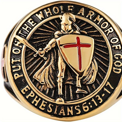 Stainless Steel Vintage Knight Templar Ring