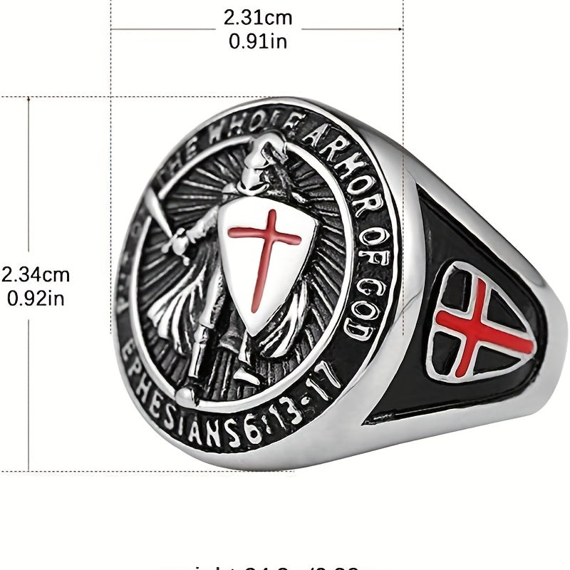 Stainless Steel Vintage Knight Templar Ring